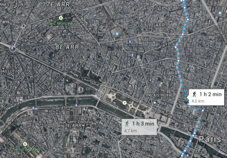 Recorrido a pie en París desde el el cruce entre Boulevard Saint-Michel y Boulevard Saint-Germain hasta la Basílica del Sagrado Corazón (4,5 km.)